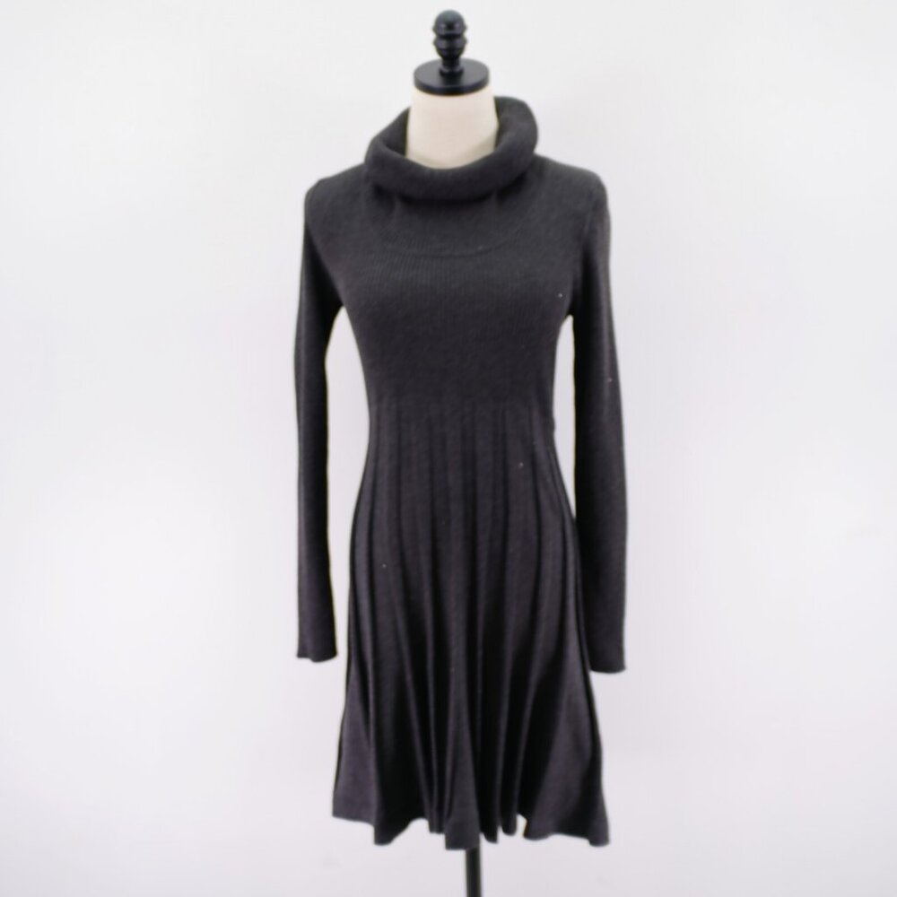 Calvin Klein Gray Rolled Neck Small Sweater Long Sleeve Dress Metallic Spec A-Li